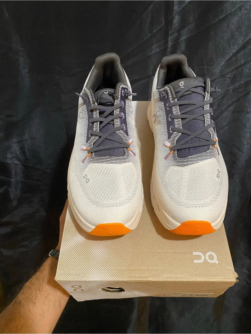 On Kids Cloudnova Lace-Up Sneakers in White with Orange Accent